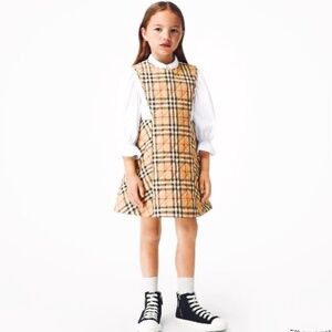 Burberry Girls 2T Quilted Archive Beige Vintage Check Diamond  Pattern Dress 2T